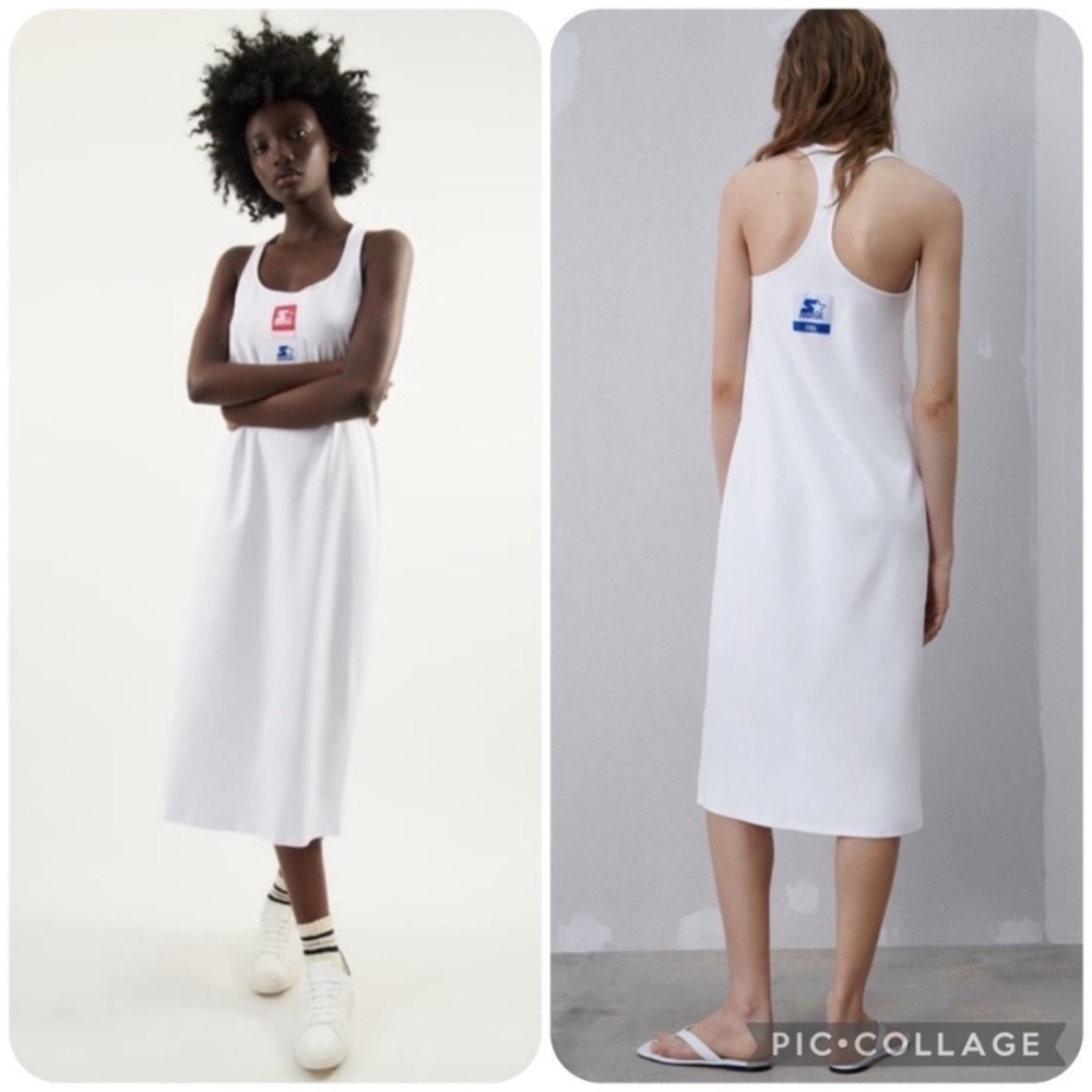 Zara Starter Midi White Dress Size Small Sports Summer Dress